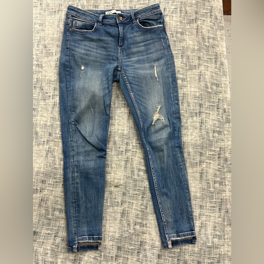 Zara Blue Distressed Skinny Jeans